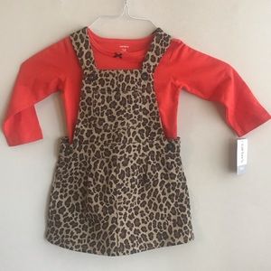 2 piece Carters set with overall skirt